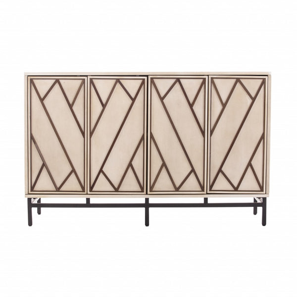 Homeroots Champagne Deco Buffet Storage Cabinet  Eng Wood,Birch ,Walnut,Iron 401683