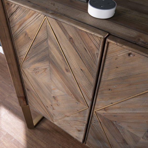 HomeRoots Mod Natural & Gold Reclaimed Wood Accent Cabinet - Stylish Storage for Every Room & Decor Style 401686