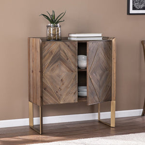 HomeRoots Mod Natural & Gold Reclaimed Wood Accent Cabinet - Stylish Storage for Every Room & Decor Style 401686