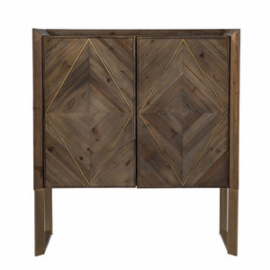 HomeRoots Mod Natural & Gold Reclaimed Wood Accent Cabinet - Stylish Storage for Every Room & Decor Style 401686