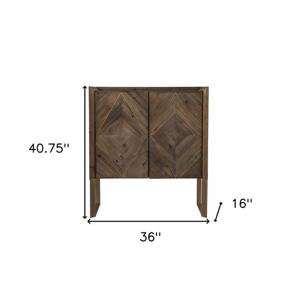 HomeRoots Mod Natural & Gold Reclaimed Wood Accent Cabinet - Stylish Storage for Every Room & Decor Style 401686