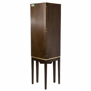 Homeroots Fancy Tall Lighted Corner Curio Cabinet  Poplar,Eng Wood,Birch Ven,Mirror,Temp Glass 401688