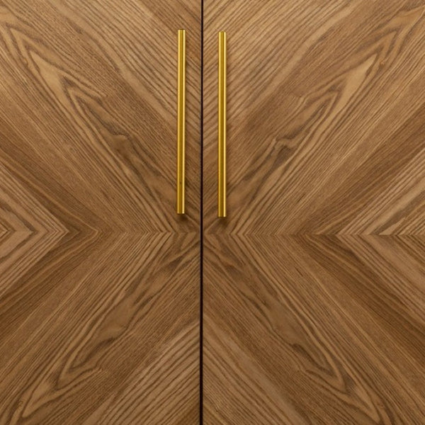 HomeRoots Retro Gold Natural Marble Wine Cabinet - Stylish Midcentury Design with Storage for Wine & Glassware 401689