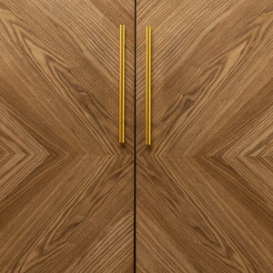 Homeroots Retro Gold Natural And Faux Marble Wine Cabinet  Eng Wood,Oak ,Birch ,Pine,Paper Veneer,Iron 401689