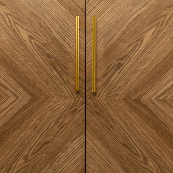 Homeroots Retro Gold Natural And Faux Marble Wine Cabinet  Eng Wood,Oak ,Birch ,Pine,Paper Veneer,Iron 401689