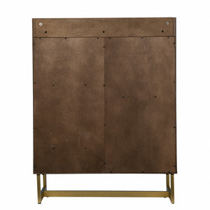 Homeroots Retro Gold Natural And Faux Marble Wine Cabinet  Eng Wood,Oak ,Birch ,Pine,Paper Veneer,Iron 401689