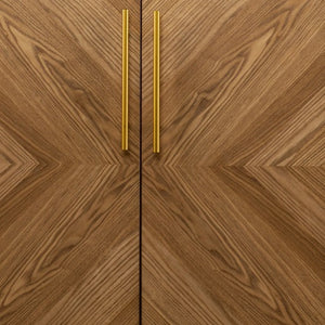 Homeroots Retro Gold Natural And Faux Marble Wine Cabinet  Eng Wood,Oak ,Birch ,Pine,Paper Veneer,Iron 401689