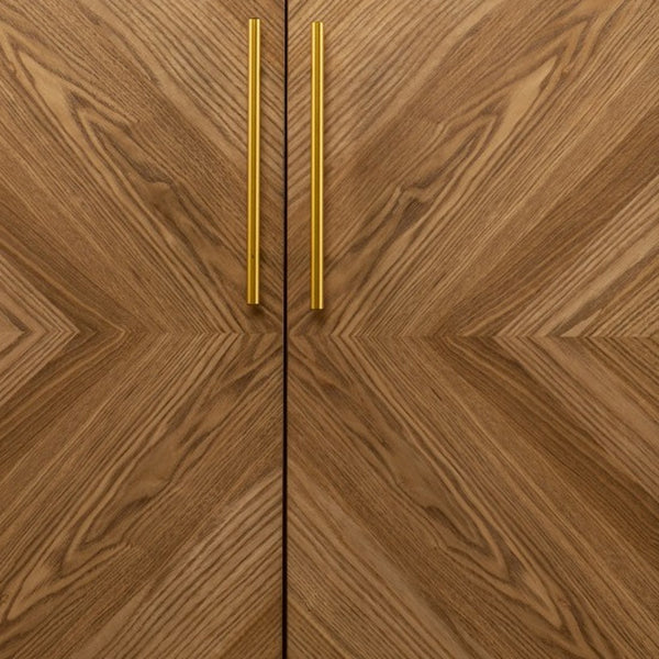 Homeroots Retro Gold Natural And Faux Marble Wine Cabinet  Eng Wood,Oak ,Birch ,Pine,Paper Veneer,Iron 401689