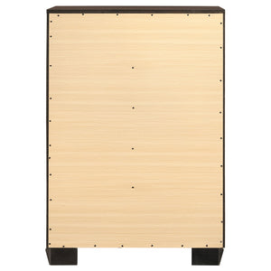 English Elm Hadfield Dark Cocoa 5-Drawer Chest with Tapered Legs, Spacious MDF Storage, Modern Dark Brown Finish B062P331055