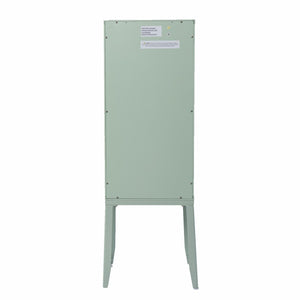 HomeRoots Pale Green Crosshatch Storage Cabinet - Stylish Tall Organizer with Gold Pull for Small Spaces 401690