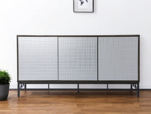 HomeRoots Contemporary Three-Door Accent Cabinet with Basketweave Doors - Stylish Storage for Any Room 401694