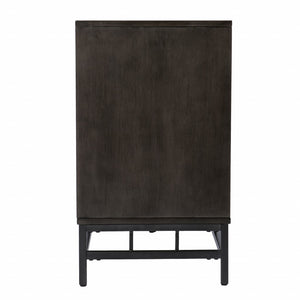 Homeroots Contemporary Grid Lines Three Door Accent Cabinet  Eng Wood,Birch Veneer,Iron 401694
