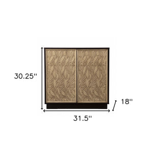 Homeroots Brown And Cream Sculptural Leaf Accent Storage Cabinet  Eng Wood,Paper 401696
