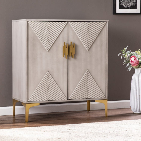 HomeRoots 32" Gray Solid Wood Sideboard - Stylish Two-Door Cabinet for Smart Storage in Any Room Design 401698