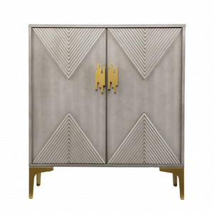 HomeRoots 32" Gray Solid Wood Sideboard - Stylish Two-Door Cabinet for Smart Storage in Any Room Design 401698