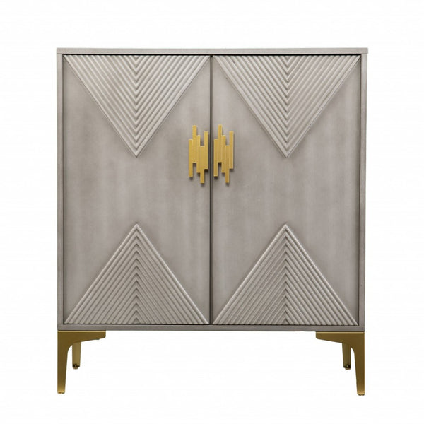 HomeRoots 32" Gray Solid Wood Sideboard - Stylish Two-Door Cabinet for Smart Storage in Any Room Design 401698