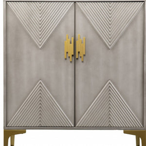 HomeRoots 32" Gray Solid Wood Sideboard - Stylish Two-Door Cabinet for Smart Storage in Any Room Design 401698