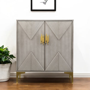 HomeRoots 32" Gray Solid Wood Sideboard - Stylish Two-Door Cabinet for Smart Storage in Any Room Design 401698