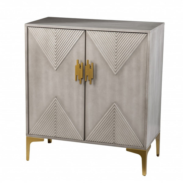 HomeRoots 32" Gray Solid Wood Sideboard - Stylish Two-Door Cabinet for Smart Storage in Any Room Design 401698