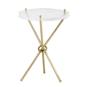 Sunpan Cher End Table - Chic Tripod Design with Acrylic Top in Polished Antique Brass for Living Spaces