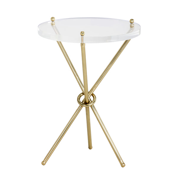 Sunpan Cher End Table - Chic Tripod Design with Acrylic Top in Polished Antique Brass for Living Spaces
