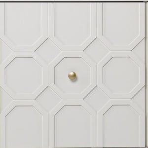 Homeroots White And Gold Moroccan Dynasty Two Door Accent Cabinet  Eng Wood,Iron 401700