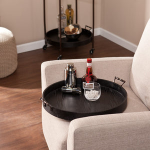 Homeroots 29" Black Manufactured Wood And Iron Round End Table   401706