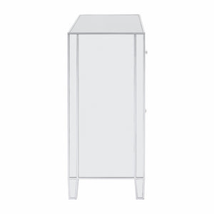 HomeRoots 40" Silver Glass Sideboard - Glam Chic Three Drawer Storage Cabinet with Versatile Display Space 401708