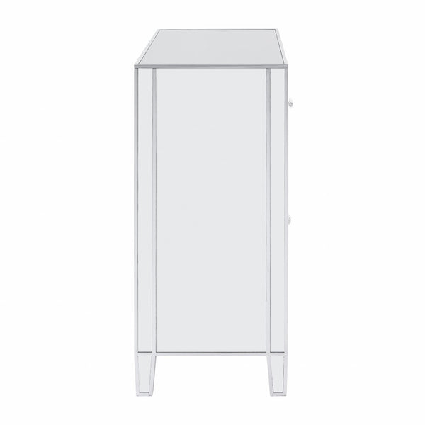 HomeRoots 40" Silver Glass Sideboard - Glam Chic Three Drawer Storage Cabinet with Versatile Display Space 401708