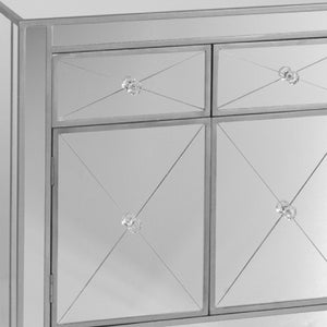 HomeRoots Glamorous Mirrored Accent Cabinet - Chic Storage Solution for Modern Spaces with Stylish Display Options 401709