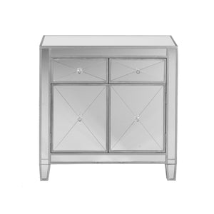 Homeroots Glamorous Mirrored Bling Two Door Storage Accent Cabinet  Mirror,Fir,Mdf,Non,Woven Fabric,Acrylic 401709
