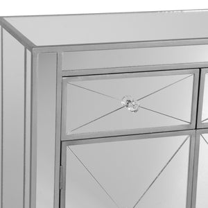 Homeroots Glamorous Mirrored Bling Two Door Storage Accent Cabinet  Mirror,Fir,Mdf,Non,Woven Fabric,Acrylic 401709