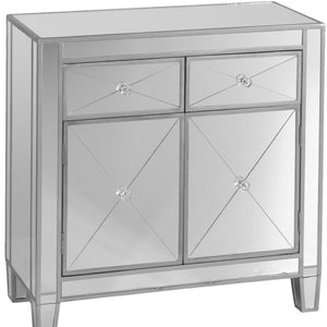 HomeRoots Glamorous Mirrored Accent Cabinet - Chic Storage Solution for Modern Spaces with Stylish Display Options 401709