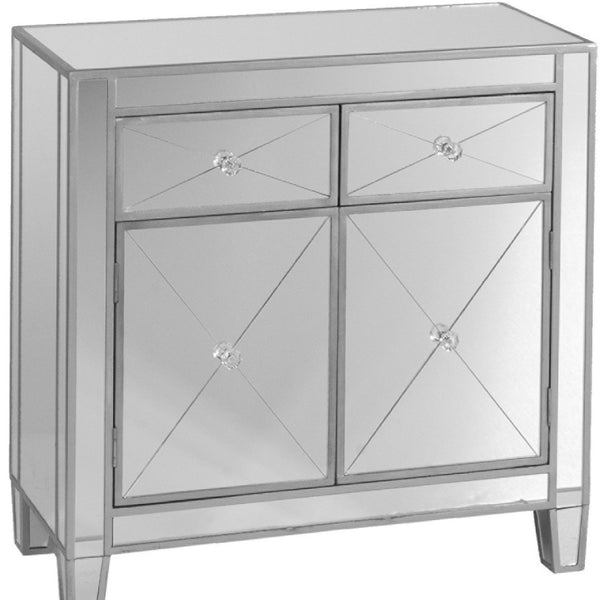 HomeRoots Glamorous Mirrored Accent Cabinet - Chic Storage Solution for Modern Spaces with Stylish Display Options 401709