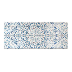 HomeRoots 19" Shades of Blue Floral Medallion Wood Plank Wall Art - Rustic Charm for Coastal & Farmhouse Decor 401711