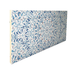 HomeRoots 19" Shades of Blue Floral Medallion Wood Plank Wall Art - Rustic Charm for Coastal & Farmhouse Decor 401711