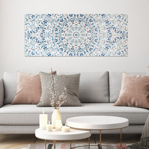HomeRoots 19" Shades of Blue Floral Medallion Wood Plank Wall Art - Rustic Charm for Coastal & Farmhouse Decor 401711