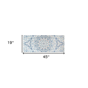 HomeRoots 19" Shades of Blue Floral Medallion Wood Plank Wall Art - Rustic Charm for Coastal & Farmhouse Decor 401711