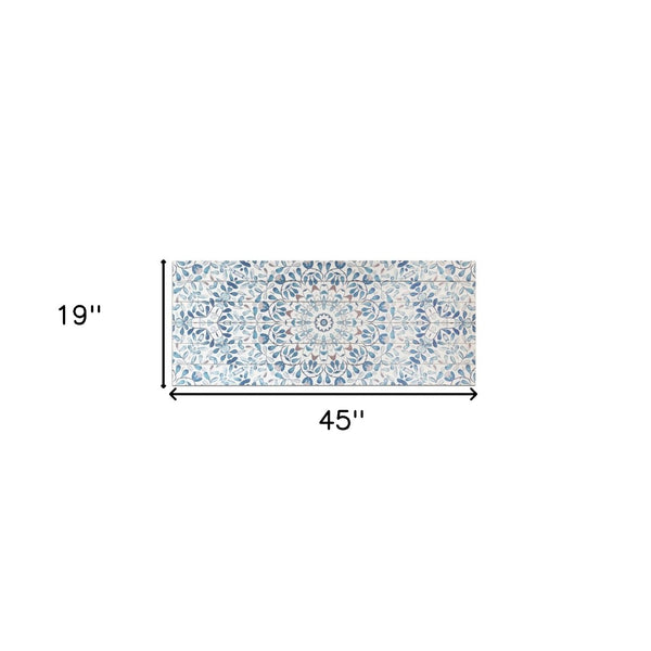 HomeRoots 19" Shades of Blue Floral Medallion Wood Plank Wall Art - Rustic Charm for Coastal & Farmhouse Decor 401711