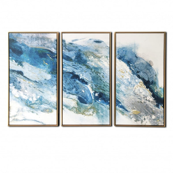 HomeRoots Gold Floater Frame Coastal Wall Art - Nautical Multi-Panel Canvas for Stylish Home Decor 30"x48" 401729