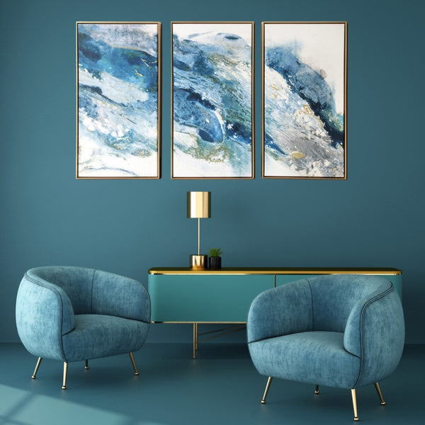 HomeRoots Gold Floater Frame Coastal Wall Art - Nautical Multi-Panel Canvas for Stylish Home Decor 30"x48" 401729