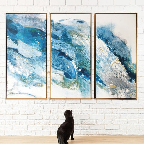 HomeRoots Gold Floater Frame Coastal Wall Art - Nautical Multi-Panel Canvas for Stylish Home Decor 30"x48" 401729