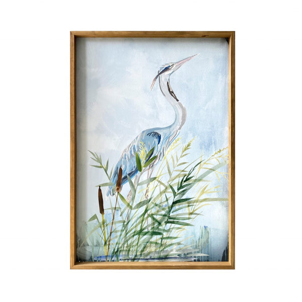Homeroots Stunning Heron Wooden Framed Canvas Wall Art Picture Frame Graphic Art Wall Art  Canvas,Pine Wood Frame 401759