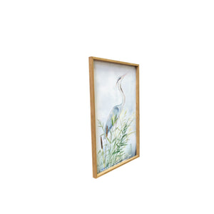Homeroots Stunning Heron Wooden Framed Canvas Wall Art Picture Frame Graphic Art Wall Art  Canvas,Pine Wood Frame 401759