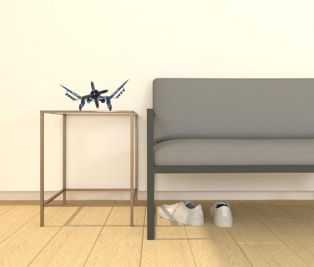 Homeroots 6" Blue Metal Hand Painted Model Airplane Tabletop Sculpture  Metal 401762