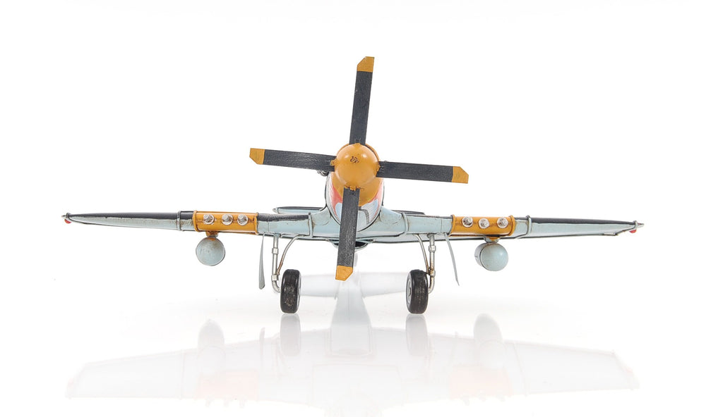 Homeroots 6" Grey Mustang Metal Hand Painted Decorative Airplane  Metal 401763