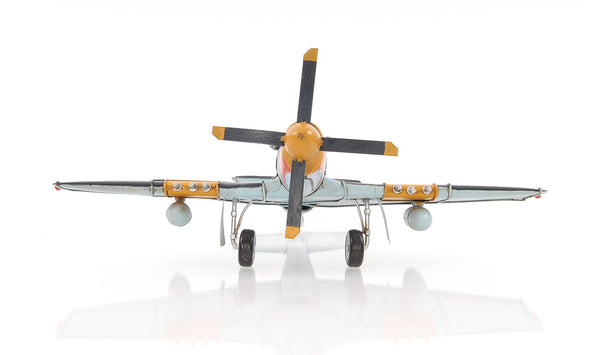 Homeroots 6" Grey Mustang Metal Hand Painted Decorative Airplane  Metal 401763