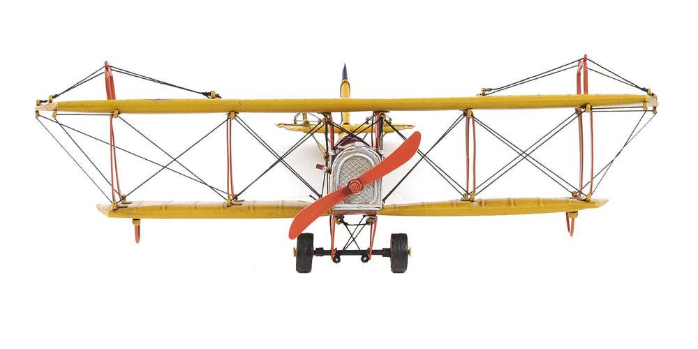 Homeroots 4" Yellow Metal Hand Painted Model Airplane Tabletop Sculpture  Metal 401765