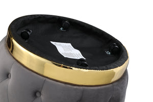 English Elm 360 Degree Swivel Cuddle Barrel Accent Storage Chairs Plush Velvet Round Armchair with Hidden Storage and Luxurious Comfort Gray W1420P198928