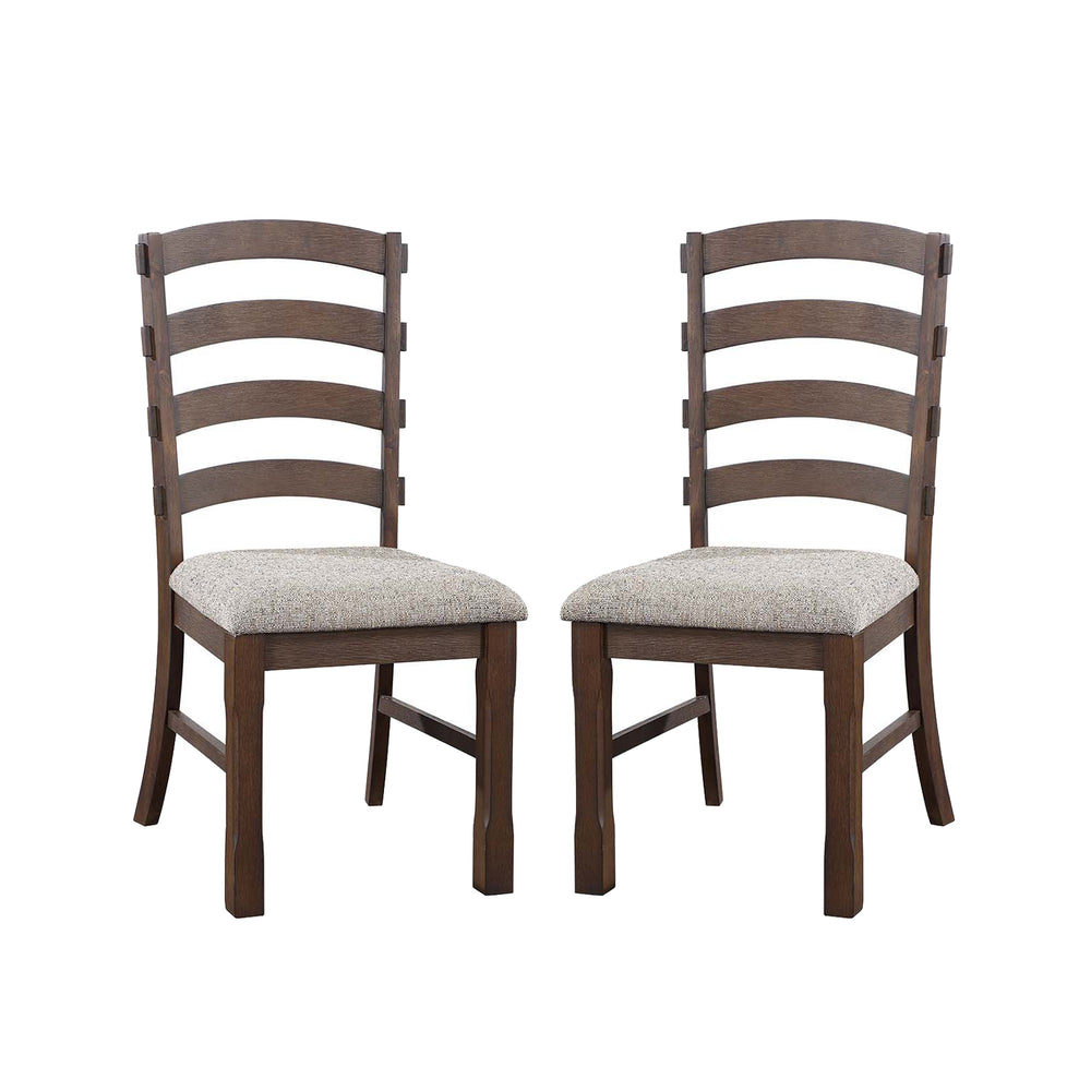 English Elm Set of 2 Padded Side Chairs Gray Fabric Upholstered Seats with Rustic Brown Wood Frame, Durable Elegance B016P323334
